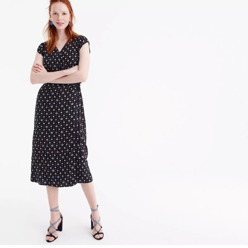 NWT J. Crew Mercantile Easy Wrap Dress Blue-and-White Daisies